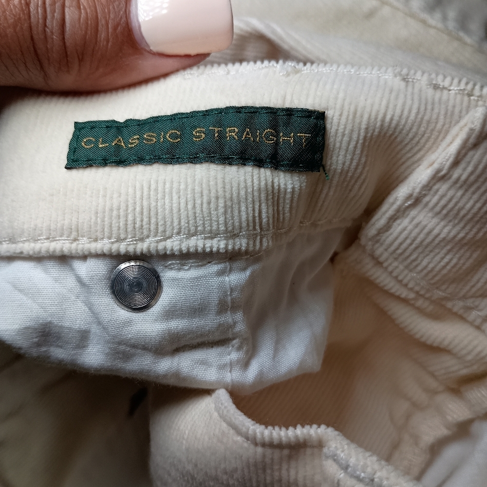 LRL Lauren Jeans Co. Cream Corduroy Pants –Size 14W Slimming Classic Straight - Picture 13 of 13